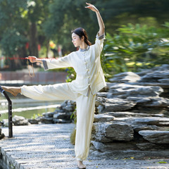 Womens Cotton Linen Kung Fu Tai Chi Uniform Martial Arts morning exercise Suit