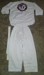 MASTER KIM’S KUMSUNG Martial Arts Taekwondo Karate Uniform Top Bottoms & Belt