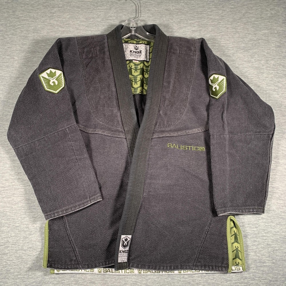 Kingz Balistico BJJ Gi Jacket A2 Large Gray Mens Jiu Jitsu Kimono Carlson Gracie